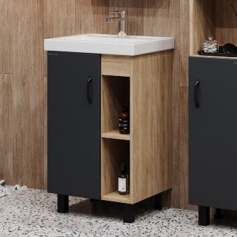 Тумба Onika Тимбер 50 напольная, серая мат./дуб сонома (ум. Фостер 50) 105035 Тумба Onika Тимбер 50 напольная, серая мат./дуб сонома (ум. Фостер 50) 105035