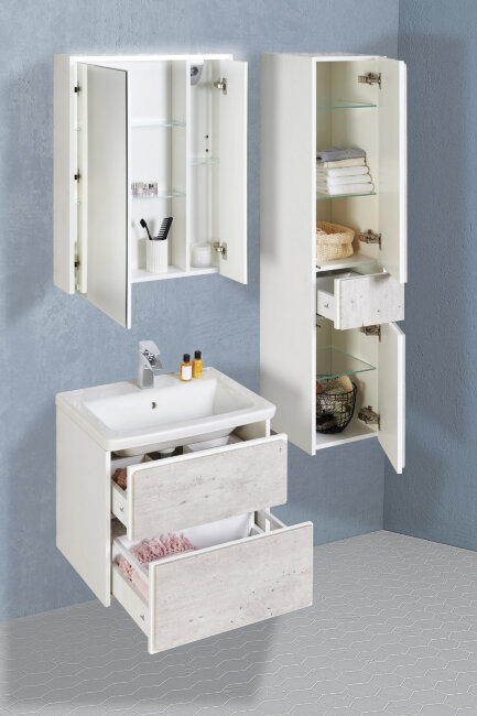 Зеркальный шкаф Roca Ronda 70 белый матовый/бетон ZRU9303008 Зеркальный шкаф Roca Ronda 70 белый матовый/бетон ZRU9303008