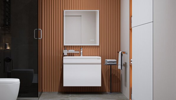 Тумба подвесная Velvex Pulsus 70 Белая tpPUL.70-21 с раковиной Velvex Pulsus 70