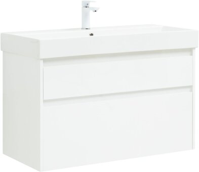 Тумба под раковину Aquanet Nova Lite 100 (SLIM SYNERGY) белый, 2 ящика