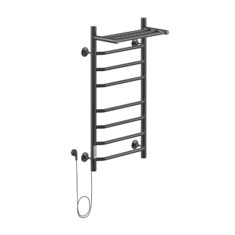 Полотенцесушитель Электрич.кабельный Ника WAY-3 80/40 с полкой RAL9005 черный матовый левый тэн