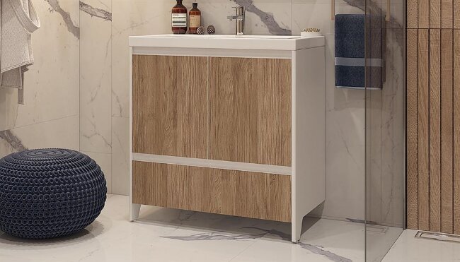 Тумба напольная VELVEX Klaufs 80.2D.1Y-617.216 с раковиной Cersanit COMO 80