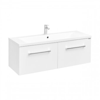 Тумба МАДРИД 120 М, 2 ящика, белая (под раковину АЙРИС М 120, АЙРИС 120, ПРЕМЬЕР М 120, ПРЕМЬЕР 120)