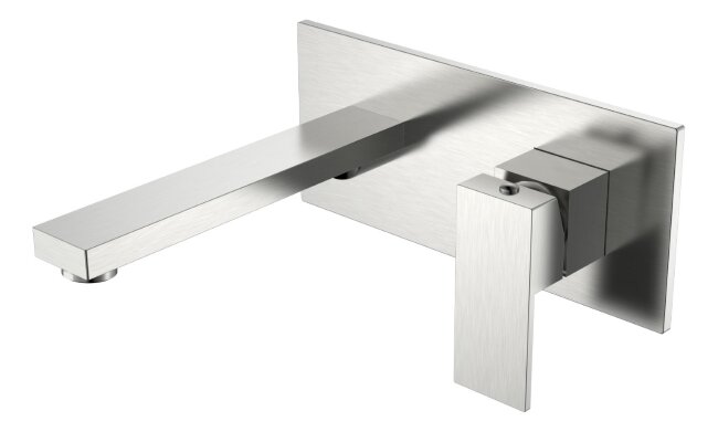 Смеситель для умывальника из стены Qubic Brushed Nickel