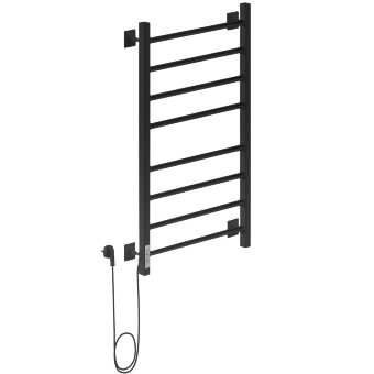 Полотенцесушитель Электрич.кабельный Ника STEP-3 80/40 RAL9005 черный матовый левый тэн