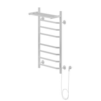 Полотенцесушитель Электрич.кабельный Ника WAY-3 80/40 с полкой RAL9016 белый матовый левый тэн
