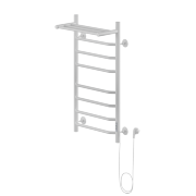 Полотенцесушитель Электрич.кабельный Ника WAY-3 80/40 с полкой RAL9016 белый матовый левый тэн
