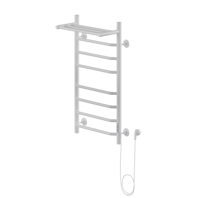 Полотенцесушитель Электрич.кабельный Ника WAY-3 80/40 с полкой RAL9016 белый матовый правый тэн