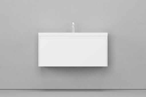 Тумба подвесная VELVEX Klaufs 100.1Y.NEW белая с раковиной Velvex Mario 100