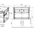База под накладную раковину Mesa 600 подвесная, 1 выкатной/1 скрытый ящик soft close, T.Oak + Beton
