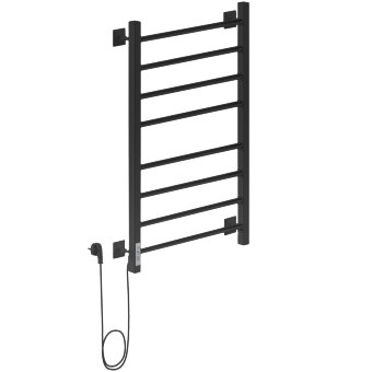 Полотенцесушитель Электрич.кабельный Ника STEP-3 80/50 RAL9005 черный матовый левый тэн