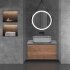 База под накладную раковину Mesa 800 подвесная, 1 выкатной/1 скрытый ящик soft close, T.Oak + Beton