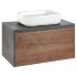 База под накладную раковину Mesa 800 подвесная, 1 выкатной/1 скрытый ящик soft close, T.Oak + Beton