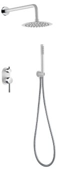 Смеситель встроенный + верхний+ ручной душ Uno. Белый Хром