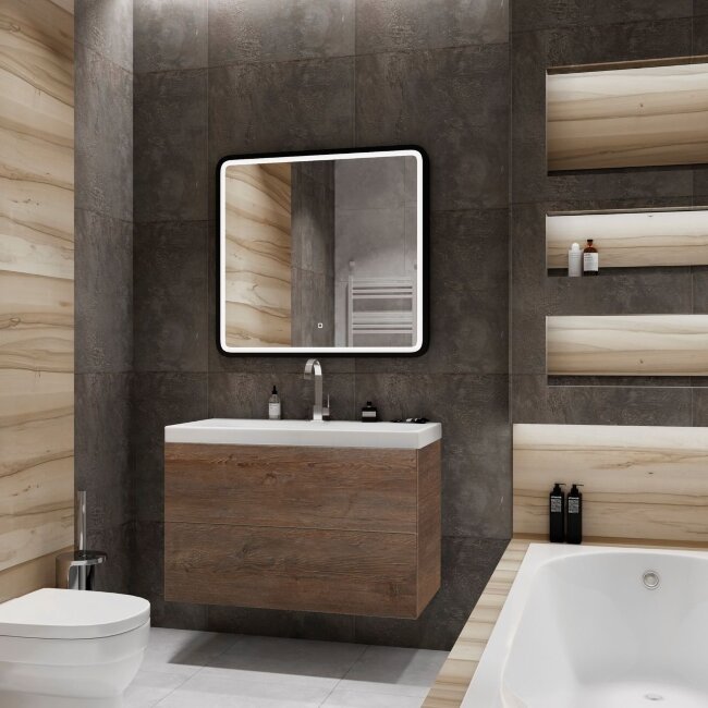 База под раковину подвесная с двумя выкатными ящиками, 800x450x550, AM-Verona-Push-800-2C-SO-RB