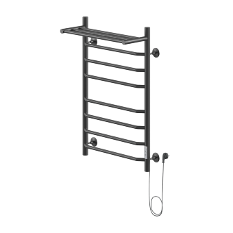 Полотенцесушитель Электрич.кабельный Ника WAY-3 80/50 с полкой RAL9005 черный матовый левый тэн