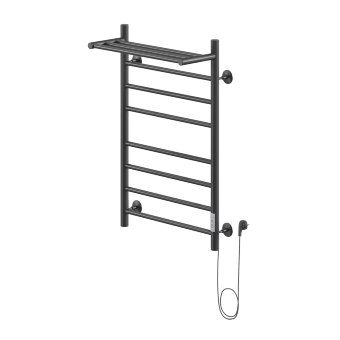 Полотенцесушитель Электрич.кабельный Ника WAY-3 80/50 с полкой RAL9005 черный матовый правый тэн