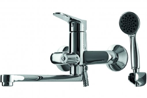 Смеситель для ванны c длинным изливом с аксессуарами Bravat Eco Смеситель для ванны c длинным изливом с аксессуарами Bravat Eco