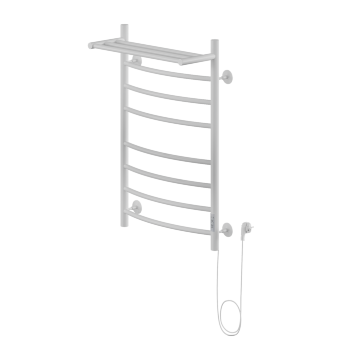 Полотенцесушитель Электрич.кабельный Ника WAY-3 80/50 с полкой RAL9016 белый матовый левый тэн
