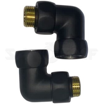 Американка для полотенцесушителя  угл 3/4" x 1/2"  г/ш  762SCH0504 со сгоном RAL9005 черная матовая*