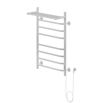 Полотенцесушитель Электрич.кабельный Ника WAY-3 80/50 с полкой RAL9016 белый матовый правый тэн