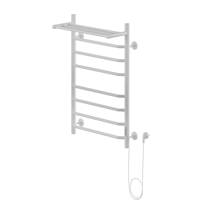 Полотенцесушитель Электрич.кабельный Ника WAY-3 80/50 с полкой RAL9016 белый матовый правый тэн