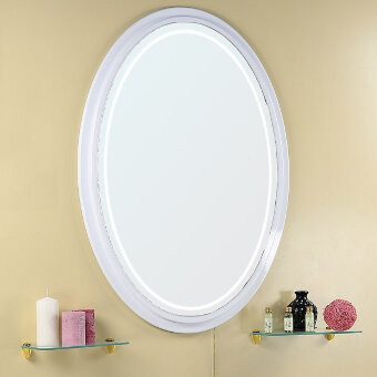 Зеркало овальное Onika АДЕЛЬ 70.01 с 2-мя стекл.полочками (эмаль)