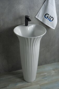 Раковина Gid Nb132 81113 накладная белая 41x41x84