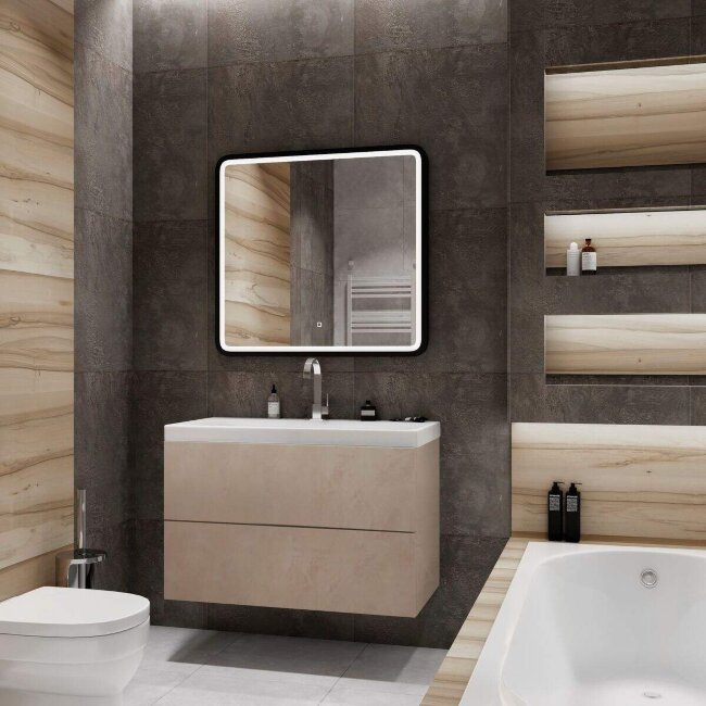 База под раковину подвесная с двумя выкатными ящиками, 900x450x550,AM-Verona-Push-900-2C-SO-St