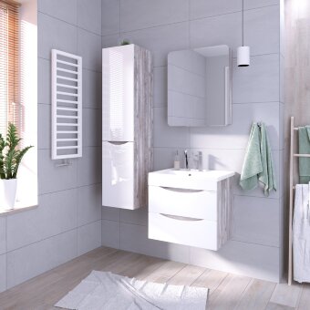 Тумба под умывальник подвесная GROSSMAN ТАЛИС-60 с 2-я ящ. бетон пайн белый глянец под умывальник Классика-60