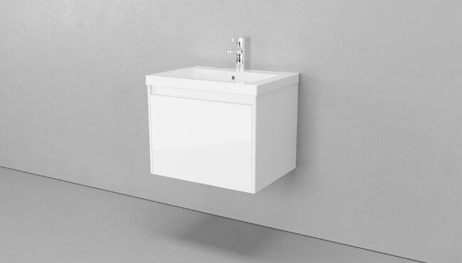 Тумба подвесная VELVEX Klaufs 60.1Y-616.216 с раковиной Cersanit COMO 60