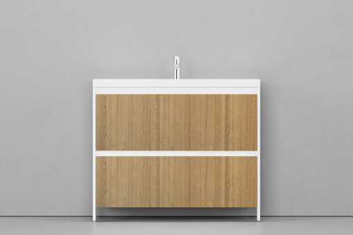 Тумба напольная VELVEX Klaufs 100.2Y.NEW шатане/белый с раковиной Velvex Mario 100