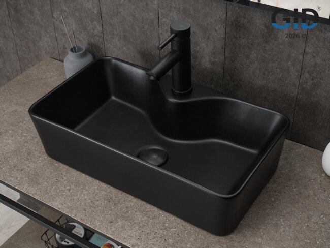 Раковина Gid Bm9092 53353 накладная черная матовая 55x31x14 Раковина Gid Bm9092 53353 накладная черная матовая 55x31x14