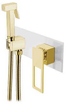 Гигиеническая лейка Q со смесителем WHITE GOLD_Комплект