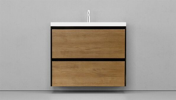 Тумба подвесная VELVEX Klaufs 90.2Y шатанэ-черный с раковиной Paola Mario 90