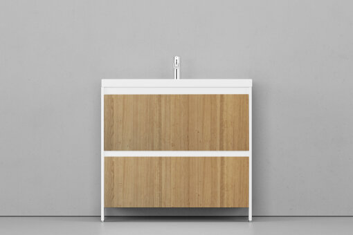 Тумба напольная VELVEX Klaufs 90.2Y.NEW шатане белый с раковиной Velvex Mario 90