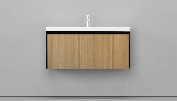 Тумба подвесная VELVEX Klaufs 100.1Y шатанэ-черный с раковиной Kirovit ФОСТЕР 100