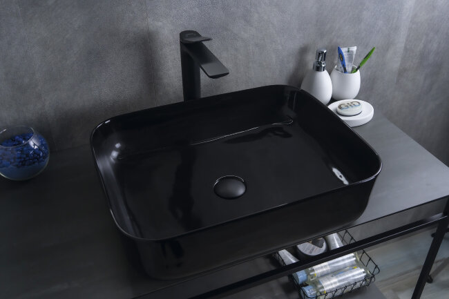 Раковина Gid BL1304 53351 накладная черная глянцевая 50x39x13