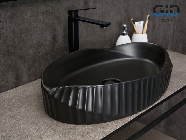 Раковина Gid Bm888 53358 накладная черная матовая 60x38.5x13.5 Раковина Gid Bm888 53358 накладная черная матовая 60x38.5x13.5