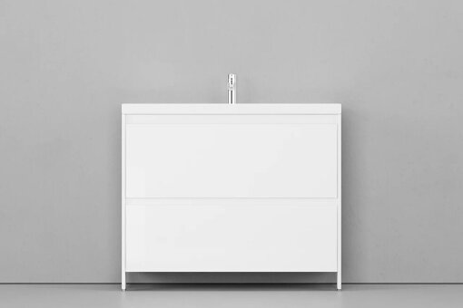 Тумба напольная VELVEX Klaufs 100.2Y белый с раковиной Velvex Mario 100