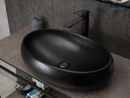 Раковина Gid Bm9030a 53371 накладная черная матовая 60x41x15