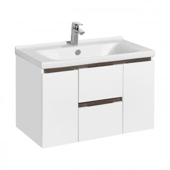 Тумба РЕНЕ 80, белая, грецкий орех (под раковину МИРАНДА 80)