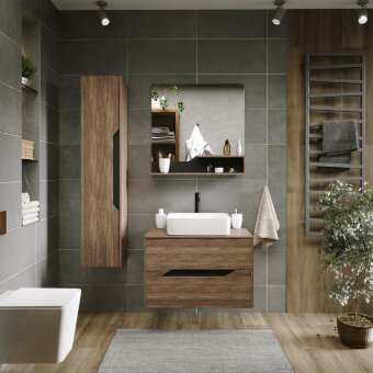 Тумба под умывальник подвесная GROSSMAN ЛАЙФ-80 с 2-я ящ. винтаж. дер. темное графит с органайзером под умывальник GR-3016