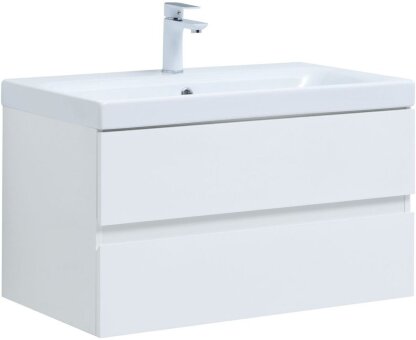 Тумба под раковину Aquanet Беркли 80 белый глянец (2 ящика)