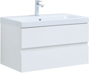 Тумба под раковину Aquanet Беркли 80 белый глянец (2 ящика)