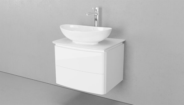 Тумба подвесная VELVEX Luna 75 белая с раковиной VELVEX Гамма 56