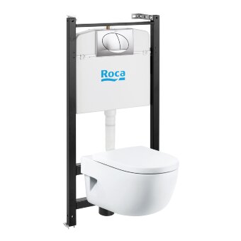 ПЭК Roca Meridian 893104110 подвесная чаша + инсталляция + сиденье + панель смыва хром глянец ПЭК Roca Meridian 893104110 подвесная чаша + инсталляция + сиденье + панель смыва хром глянец