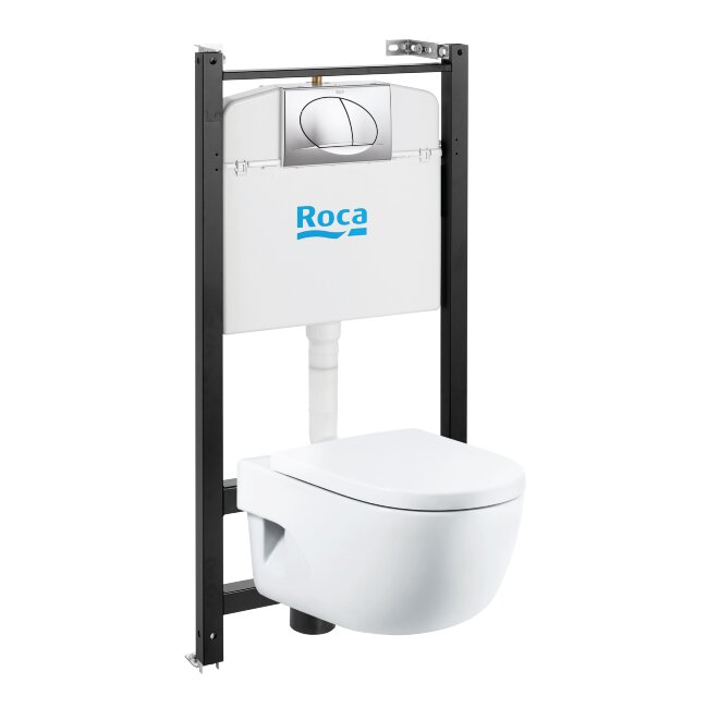 ПЭК Roca Meridian 893104110 подвесная чаша + инсталляция + сиденье + панель смыва хром глянец