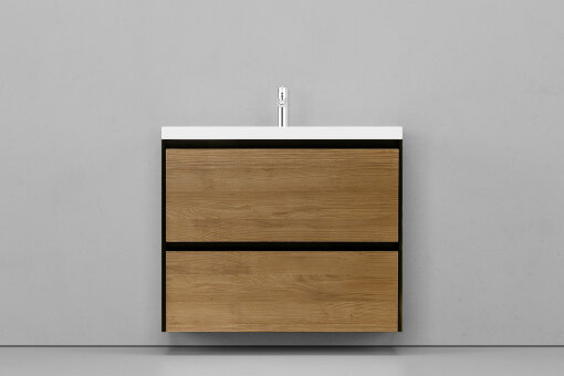 Тумба подвесная VELVEX Klaufs 90.2Y.NEW шатанэ черный с раковиной Velvex Mario 90